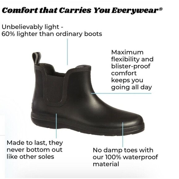 NEW Totes Men's 12 Black Chelsea Ankle Rain Boots with Everywear Technology - Picture 13 of 13